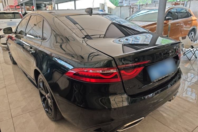 Used Jaguar XFL 2021 XFL 2.0T P250 All-Wheel-Drive Shimmering Black Sport Edition Rear Left 45 Deg