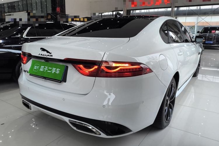 Used Jaguar XFL 2021 XFL 2.0T P250 All-Wheel-Drive Shimmering Black Sport Edition Rear Right 45 Deg