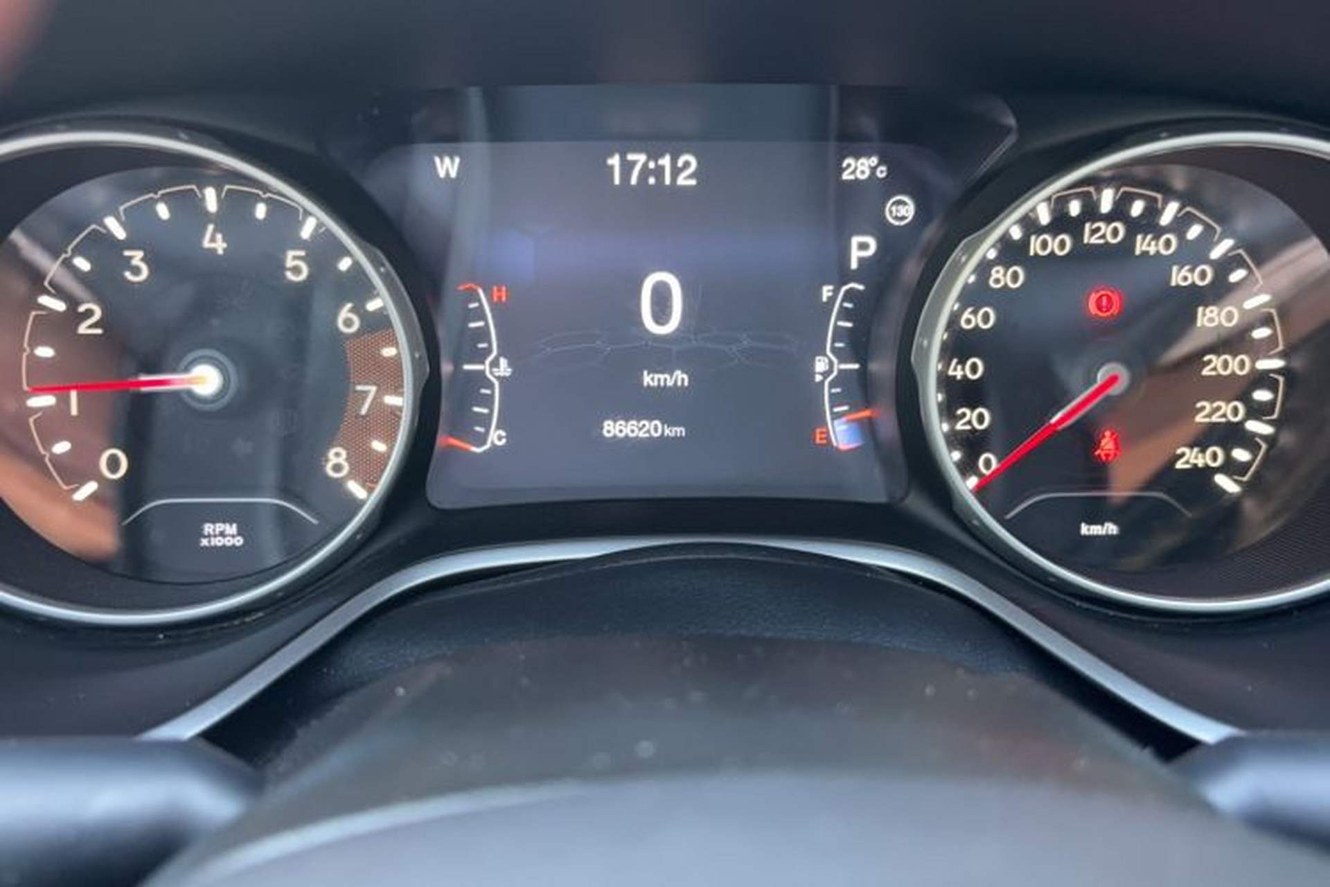 Used Jeep Compass 2017 200T Automatic Family Edition Odometer Close Up