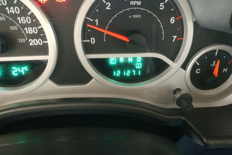 Used Jeep Wrangler 2008 3.8L Sahara two-door model Odometer Close Up