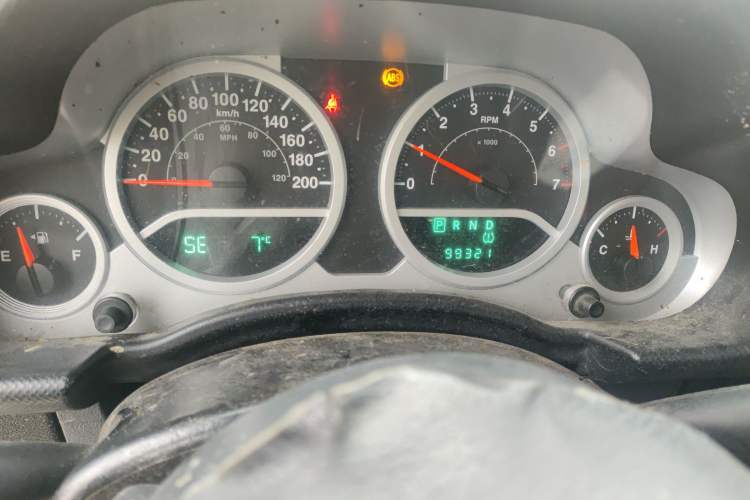 Used Jeep Wrangler 2010 3.8L Sahara two-door model Odometer Close Up