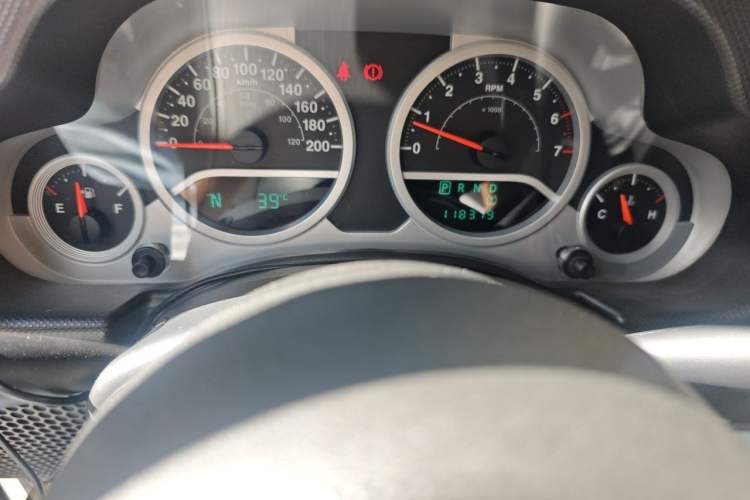 Used Jeep Wrangler 2010 3.8L Sahara two-door model Odometer Close Up