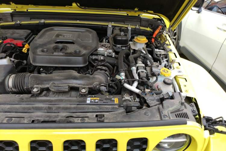 Used Jeep Wrangler New Energy 2022 Four-Door 2.0T 4xe Sahara Fluorescent Yellow Limited Edition Engine Bay Left