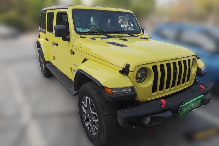 Used Jeep Wrangler New Energy 2022 Four-Door 2.0T 4xe Sahara Fluorescent Yellow Limited Edition Front Right 45 Deg