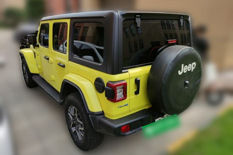 Used Jeep Wrangler New Energy 2022 Four-Door 2.0T 4xe Sahara Fluorescent Yellow Limited Edition Rear Left 45 Deg