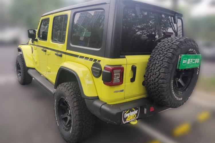 Used Jeep Wrangler New Energy 2022 Four-Door 2.0T 4xe Sahara Fluorescent Yellow Limited Edition Rear Left 45 Deg
