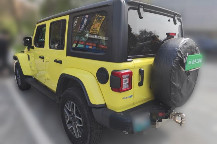 Used Jeep Wrangler New Energy 2022 Four-Door 2.0T 4xe Sahara Fluorescent Yellow Limited Edition Rear Left 45 Deg