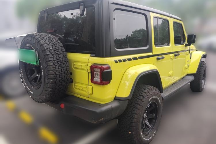 Used Jeep Wrangler New Energy 2022 Four-Door 2.0T 4xe Sahara Fluorescent Yellow Limited Edition Rear Right 45 Deg