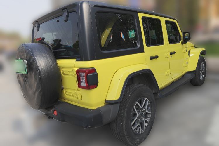 Used Jeep Wrangler New Energy 2022 Four-Door 2.0T 4xe Sahara Fluorescent Yellow Limited Edition Rear Right 45 Deg
