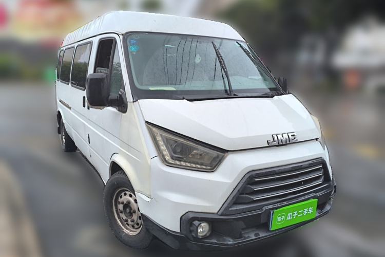 Used JMC Transit 2019 2.8T Commercial Version Long Wheelbase Mid-Roof 6-Seater Rear Single Tire China VI Emission Standard – JX493 Front Right 45 Deg