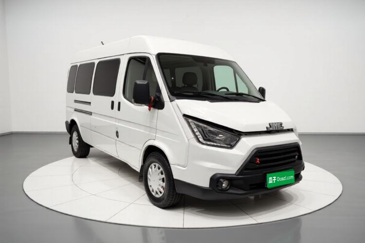 Used JMC Transit 2019 2.8T Commercial Version Long Wheelbase Mid-Roof 6-Seater Rear Single Tire China VI Emission Standard – JX493 Front Right 45 Deg