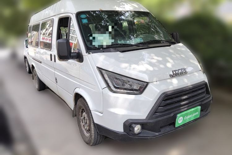 Used JMC Transit 2019 2.8T Commercial Version Long Wheelbase Mid-Roof 6-Seater Rear Single Tire China VI Emission Standard – JX493 Front Right 45 Deg
