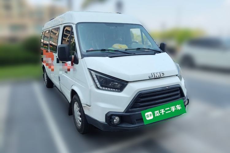 Used JMC Transit 2019 2.8T Commercial Version Long Wheelbase Mid-Roof 6-Seater Rear Single Tire China VI Emission Standard – JX493 Front Right 45 Deg