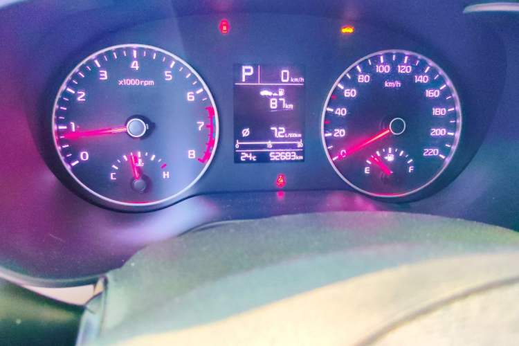 Used Kia K2 2017 Sedan 1.4L Automatic Transmission 15th Anniversary Special Edition GLS Odometer Close Up