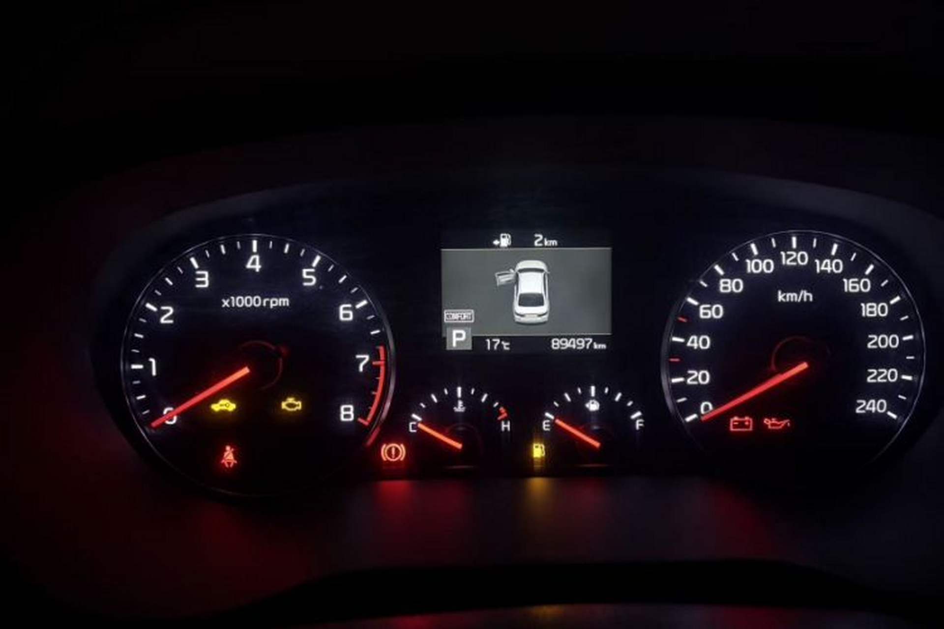 Used Kia K3 (Kai Shen) 2017 1.8L Automatic GLS Odometer Close Up