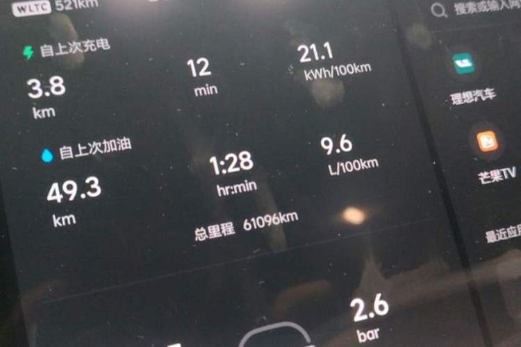 Used Li Auto L8 2023 Max model Odometer Close Up