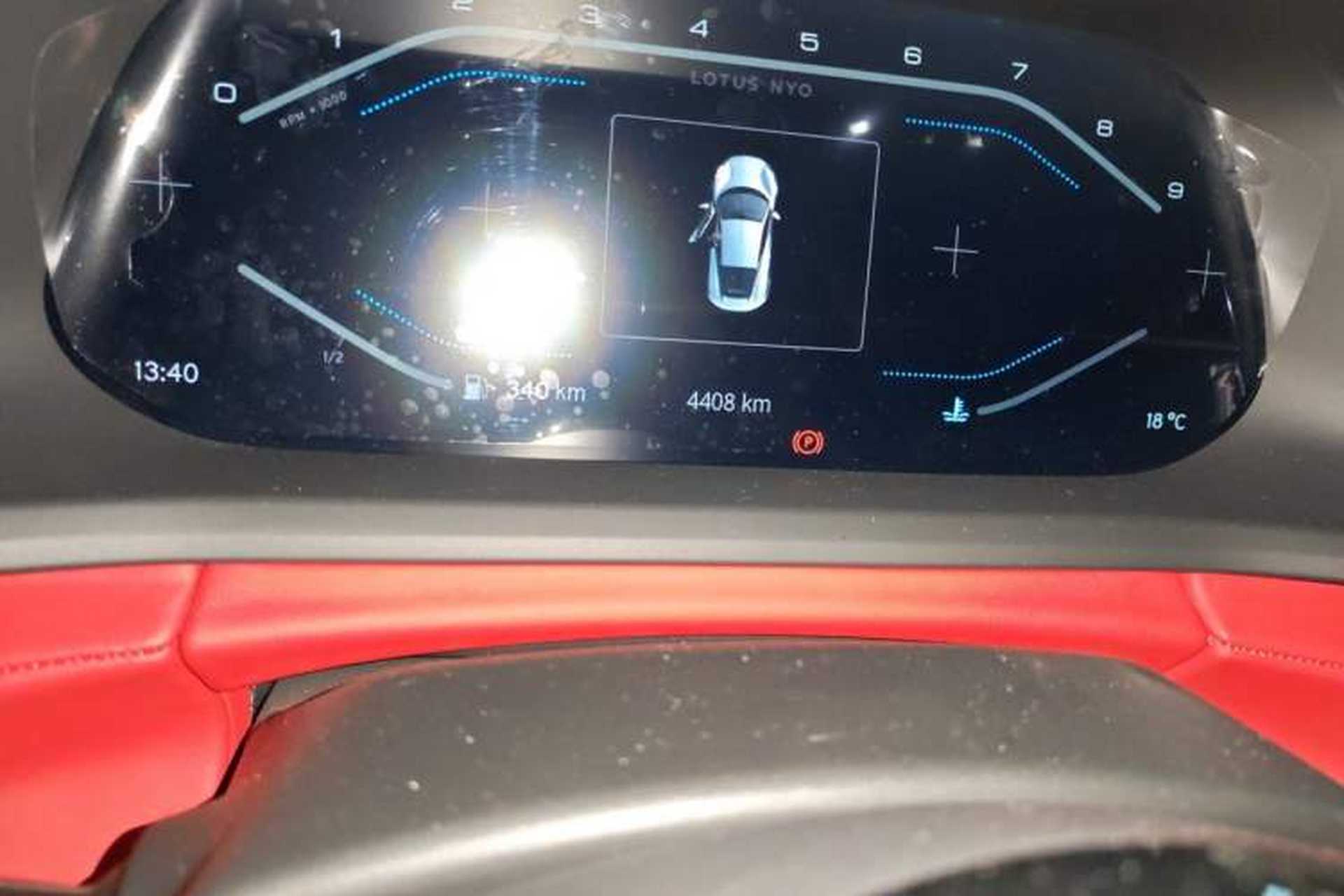 Used Lotus EMIRA 2021 2.0T DCT First Edition Odometer Close Up
