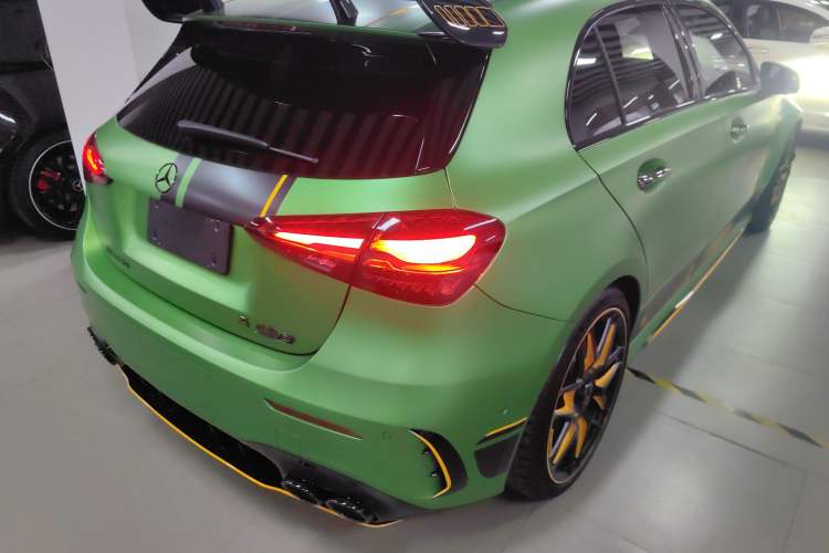 Used Mercedes-Benz A AMG 2024 AMG A 45 S 4MATIC+ Magic Green Special Edition Rear Right 45 Deg
