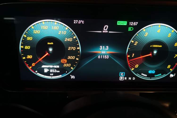 Used Mercedes-Benz AMG GT 2019 AMG GT 50 four-door sports car Odometer Close Up