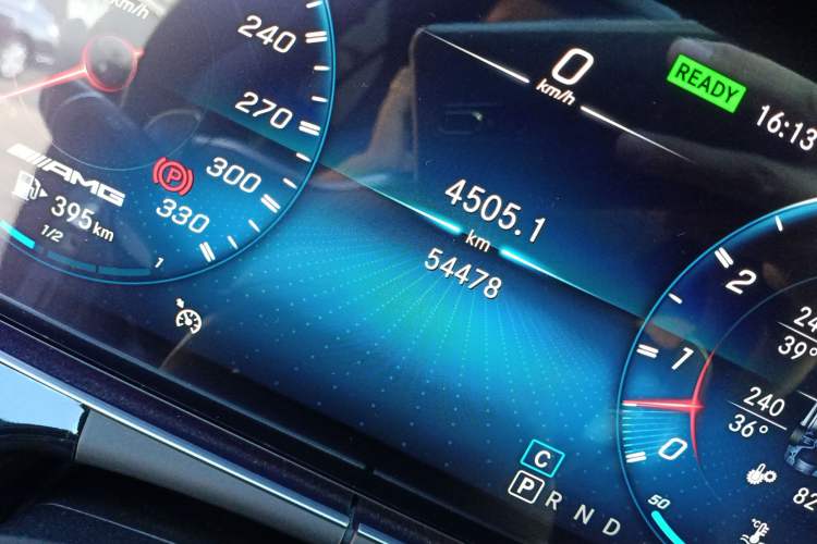 Used Mercedes-Benz AMG GT 2019 AMG GT 50 four-door sports car Odometer Close Up