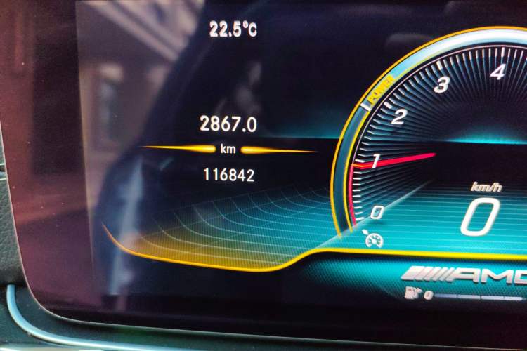 Used Mercedes-Benz AMG GT 2019 AMG GT 50 four-door sports car Odometer Close Up