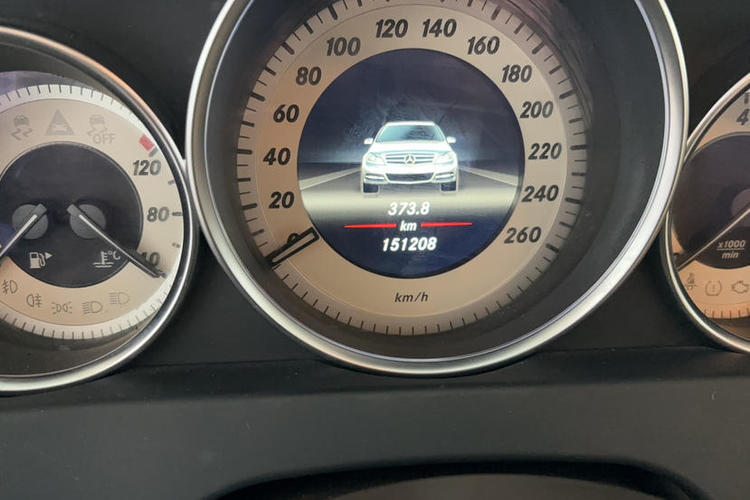 Used Mercedes-Benz C-Class 2013 C 260 CGI Elegant Model Odometer Close Up