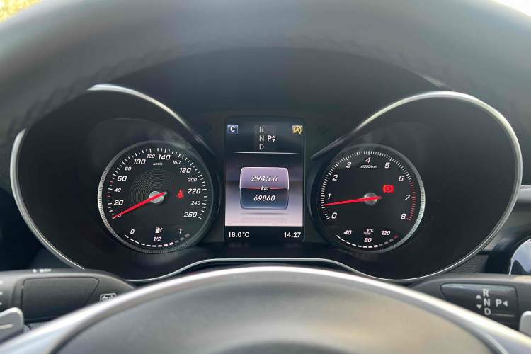 Used Mercedes-Benz C-Class 2016 C 200 Coupe Odometer Close Up