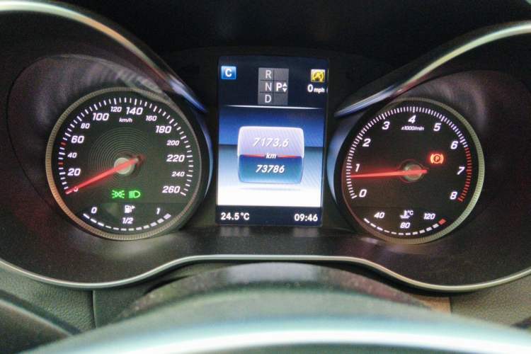 Used Mercedes-Benz C-Class 2016 C 200 Coupe Odometer Close Up
