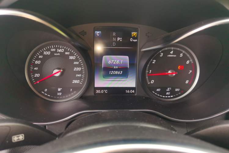 Used Mercedes-Benz C-Class 2016 C 200 Coupe Odometer Close Up