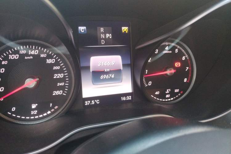 Used Mercedes-Benz C-Class 2017 C 200 Coupe Odometer Close Up