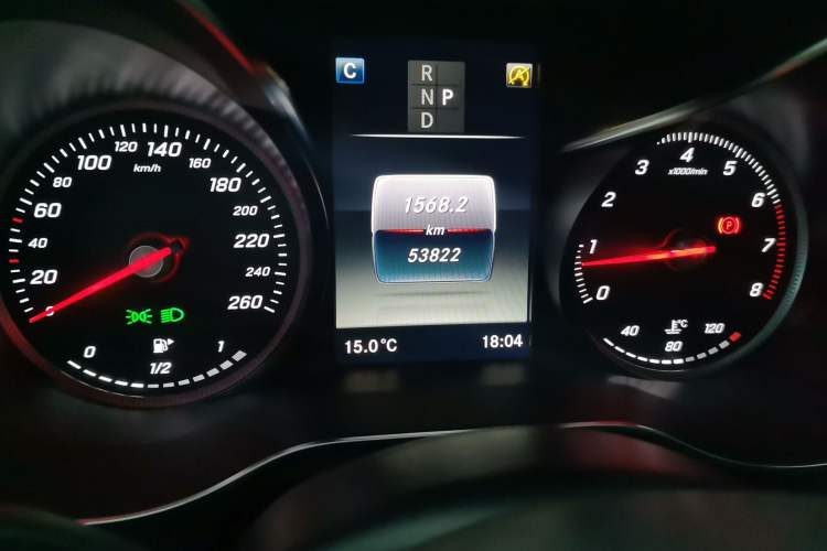 Used Mercedes-Benz C-Class 2018 C 200 4MATIC Coupe Odometer Close Up