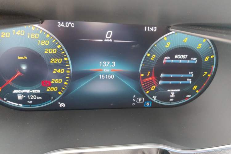Used Mercedes-Benz C-Class AMG 2019 AMG C 43 4MATIC Coupe Odometer Close Up