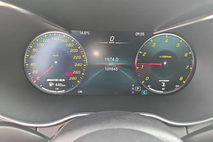 Used Mercedes-Benz C-Class AMG 2021 AMG C 43 4MATIC Odometer Close Up
