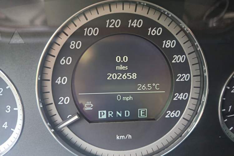 Used Mercedes-Benz E-Class 2011 E 200 L CGI Elegant Model Odometer Close Up