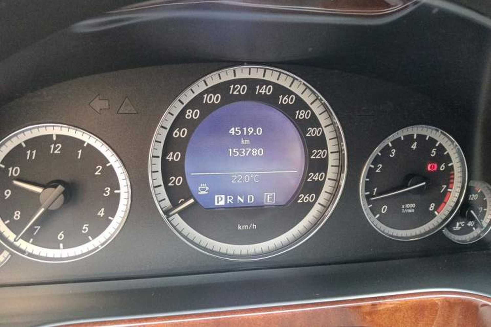 Used Mercedes-Benz E-Class 2011 E 200 L CGI Elegant Model Odometer Close Up