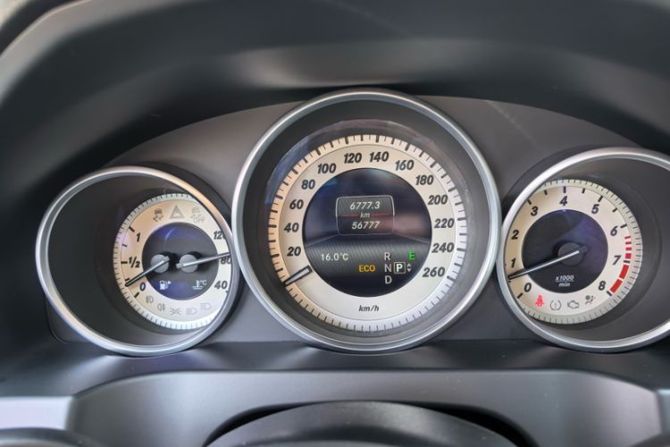 Used Mercedes-Benz E-Class 2014 E 200 Coupe Odometer Close Up