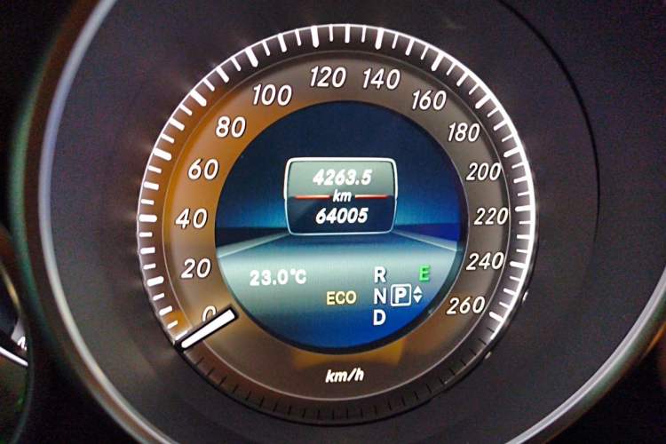 Used Mercedes-Benz E-Class 2014 E 200 Coupe Odometer Close Up