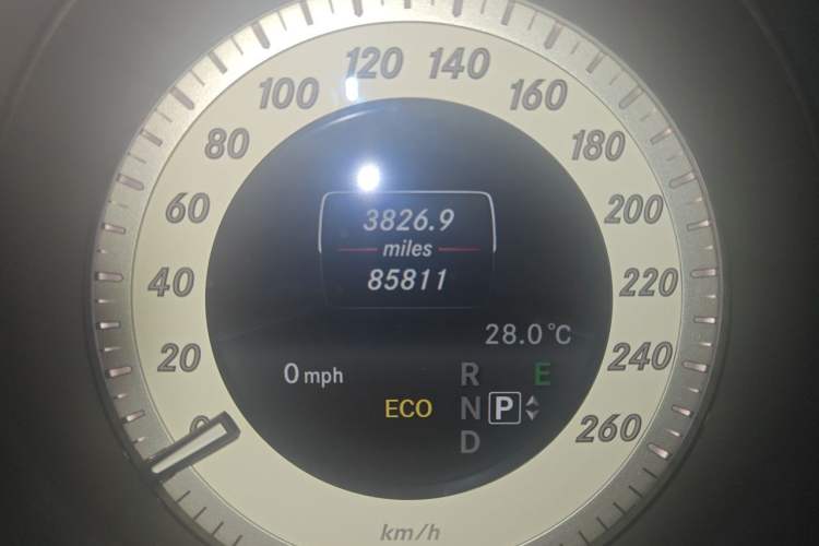 Used Mercedes-Benz E-Class 2014 E 200 Coupe Odometer Close Up