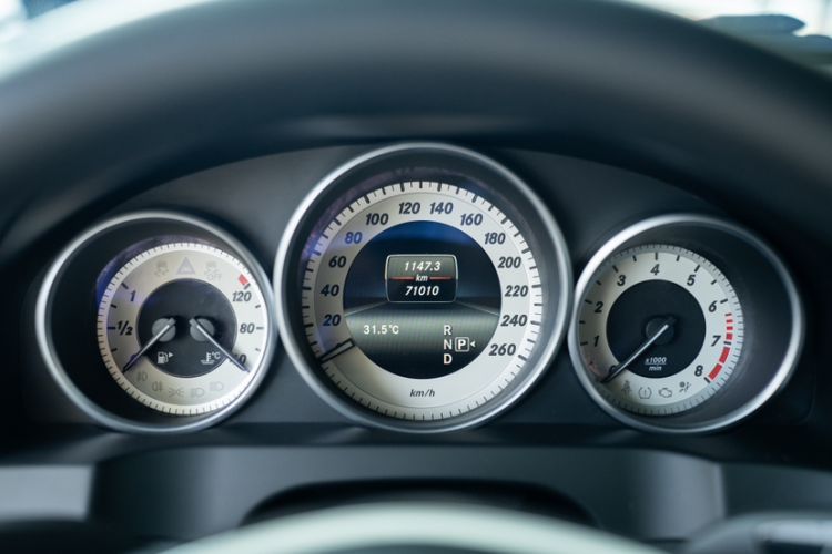 Used Mercedes-Benz E-Class 2014 E 200 Coupe Odometer Close Up