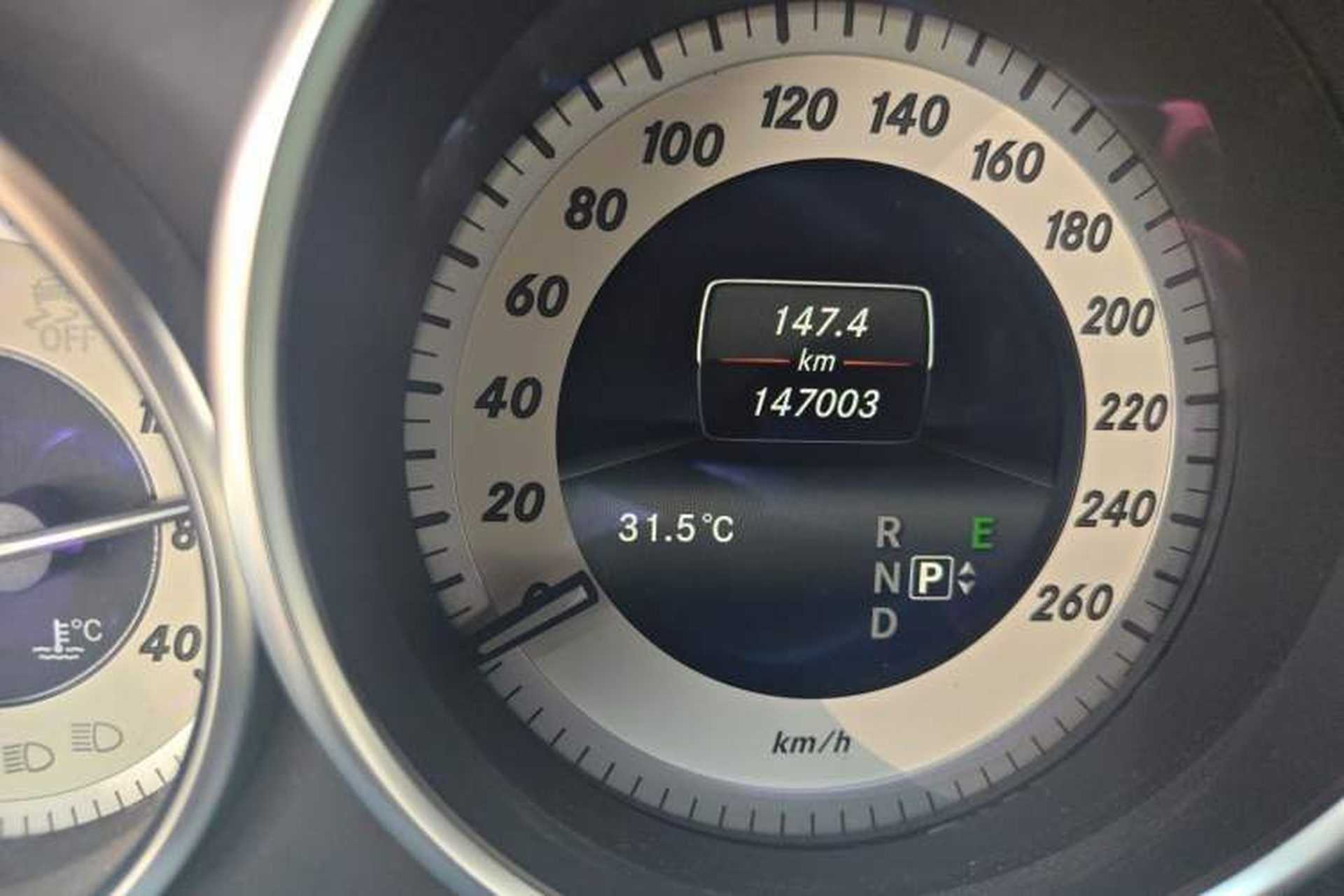 Used Mercedes-Benz E-Class 2015 E 320 L Sport Luxury Model Odometer Close Up