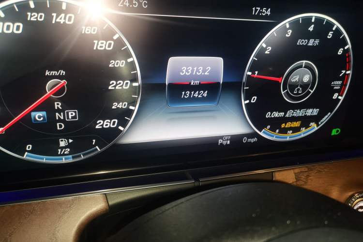 Used Mercedes-Benz E-Class 2016 E 300 L Sport Luxury Model Odometer Close Up