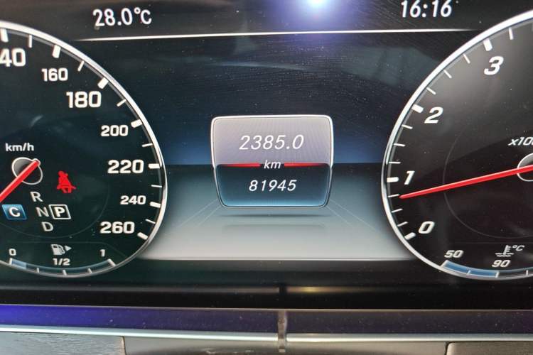 Used Mercedes-Benz E-Class 2016 E 300 L Sporty and Stylish Model Odometer Close Up