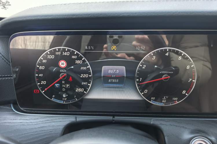 Used Mercedes-Benz E-Class 2016 E 300 L Sporty and Stylish Model Odometer Close Up