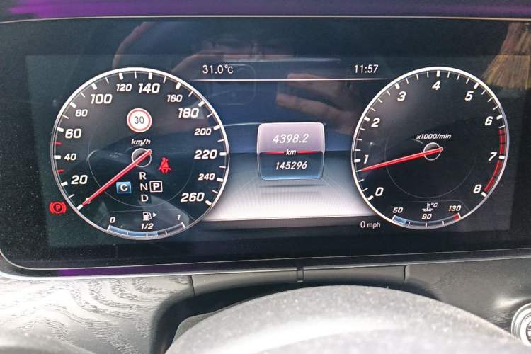 Used Mercedes-Benz E-Class 2016 E 300 L Sporty and Stylish Model Odometer Close Up