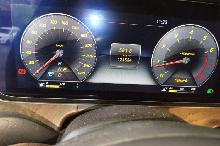 Used Mercedes-Benz E-Class 2017 E 200 L 4MATIC Odometer Close Up