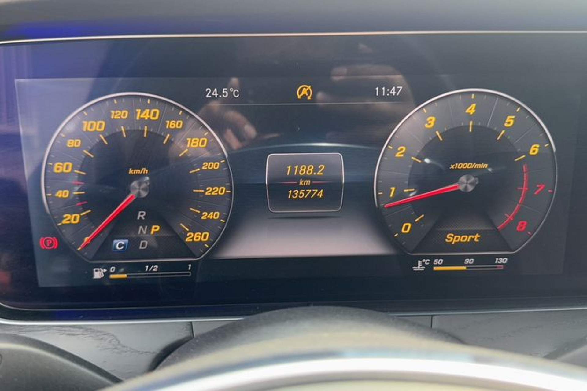 Used Mercedes-Benz E-Class 2017 E 200 L Sport 4MATIC Odometer Close Up