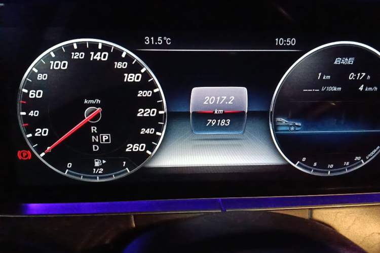 Used Mercedes-Benz E-Class 2017 E 320 L Sport 4MATIC Odometer Close Up