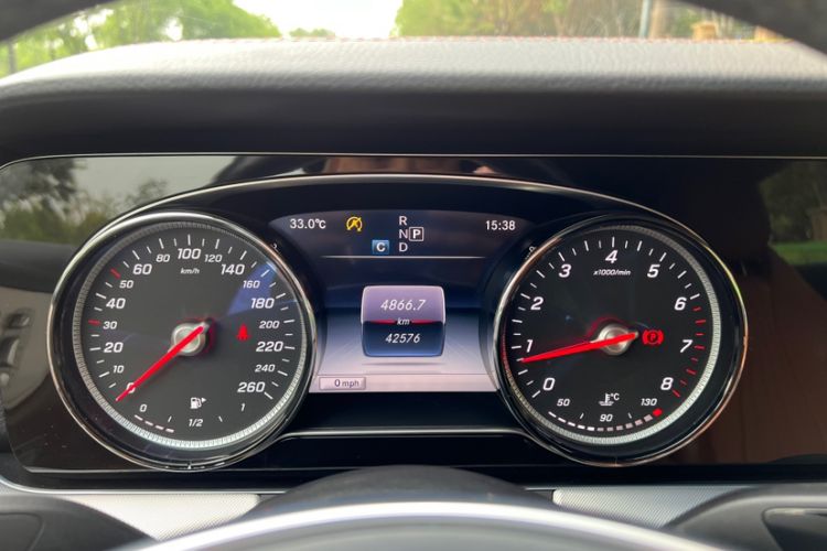 Used Mercedes-Benz E-Class 2017 E 200 4MATIC Coupe Odometer Close Up