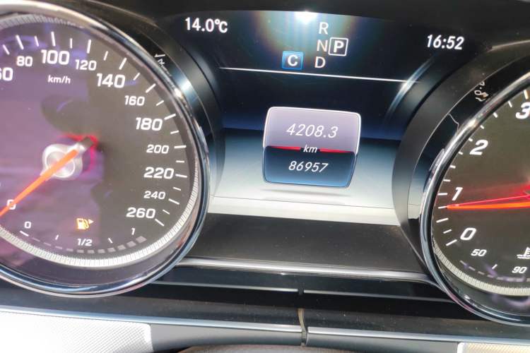 Used Mercedes-Benz E-Class 2017 E 200 4MATIC Coupe Odometer Close Up
