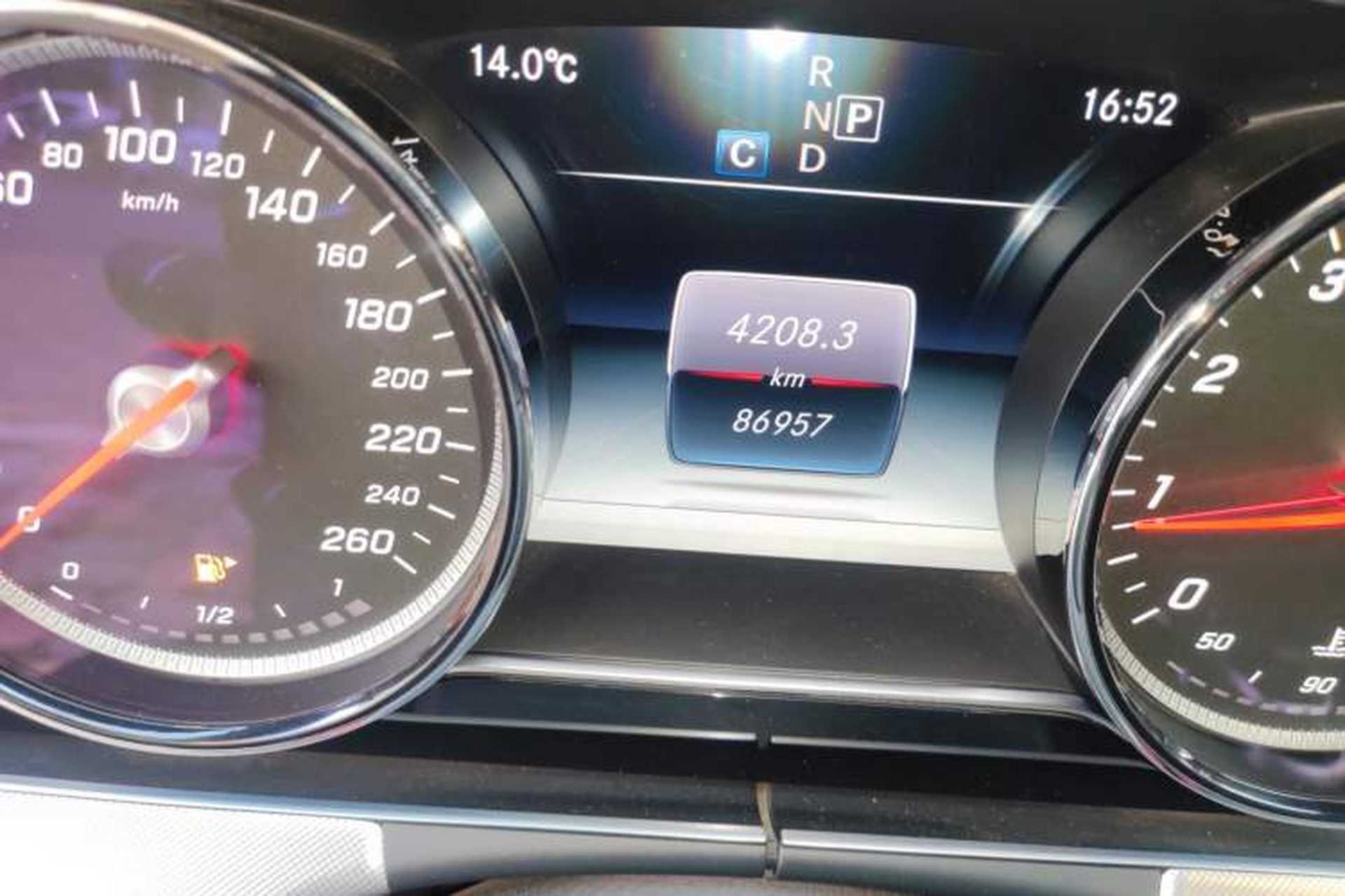 Used Mercedes-Benz E-Class 2017 E 200 4MATIC Coupe Odometer Close Up
